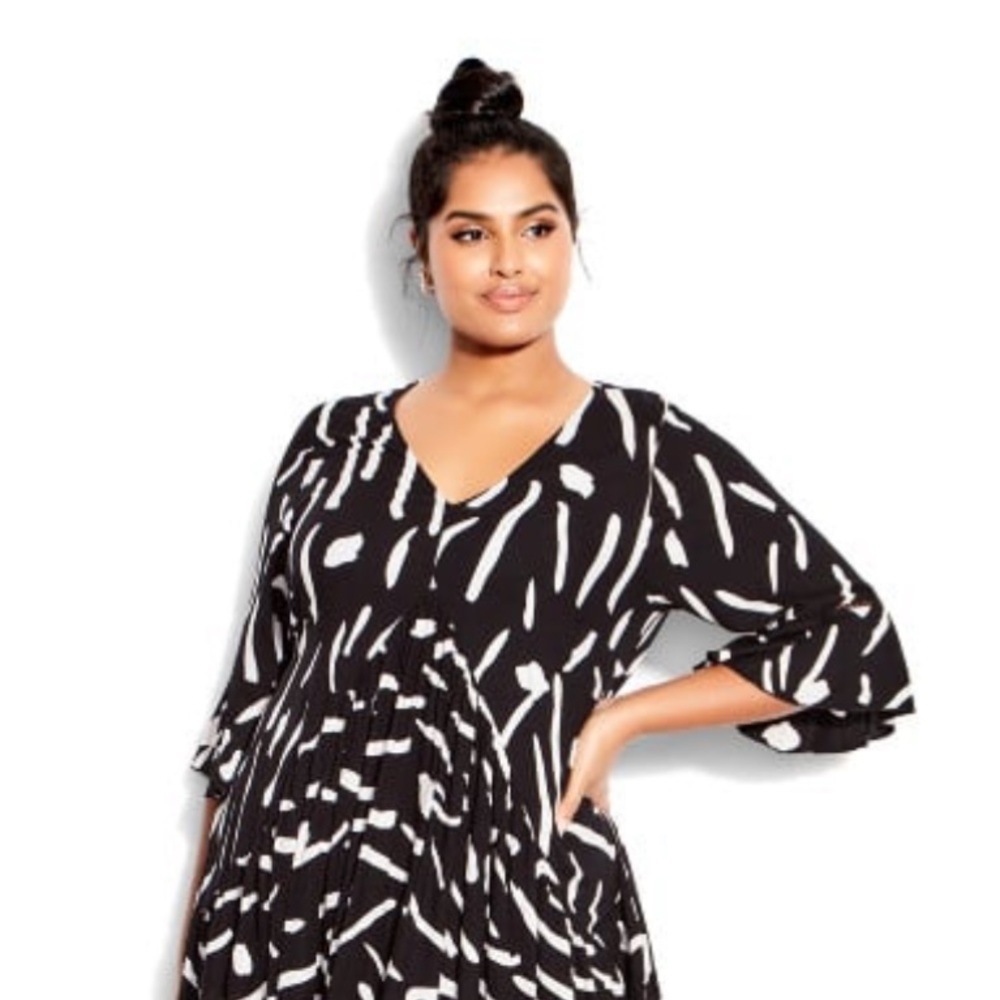Black and white brushstroke hi-Lo maxi dress by Loralette Size 22/24 - Picture 4 of 13
